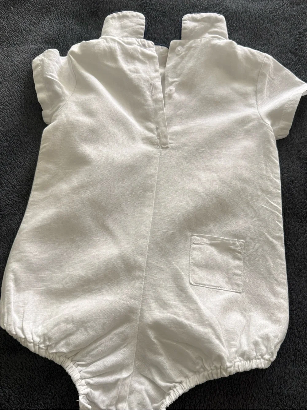 Classic White Baby Janie and Jack Romper with Navy Trim